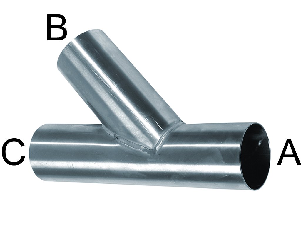 Abzweiger Edelstahl A = 102  B = 063 x 45° 