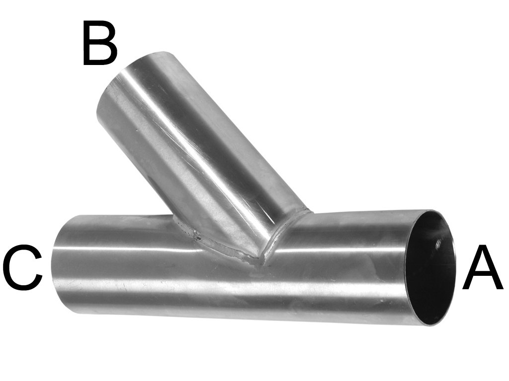 Abzweiger Hochvakuum A=076 B=076  x 45° 